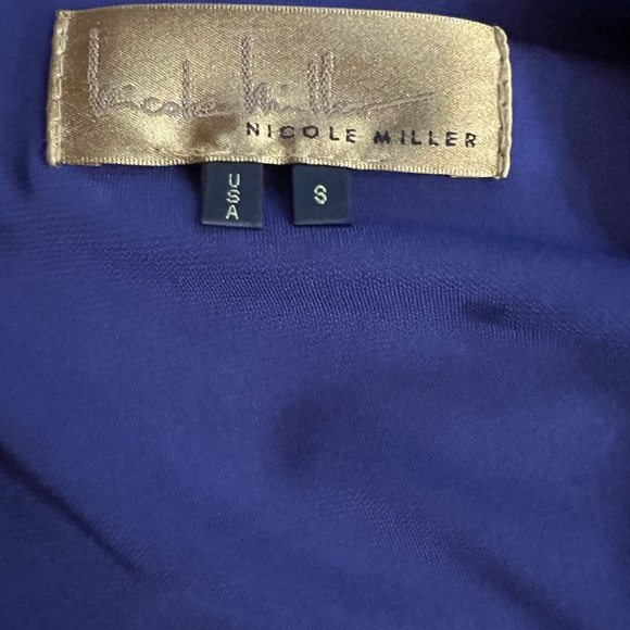 Nicole Miller size S square neck ruched dress blue/purple - Picture 3 of 4